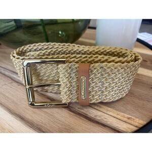 LAUREN RALPH LAUREN Leather Trim Braided Gold Tone Buckle Belt-M